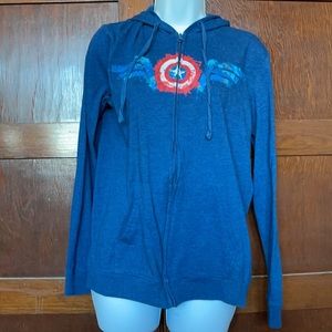 Captain America Zippered Hooded Lightweight Jacket